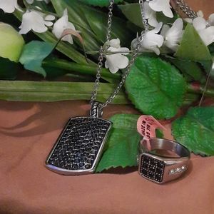 Classic Man's Dogtag Necklace (24 in) and Ring